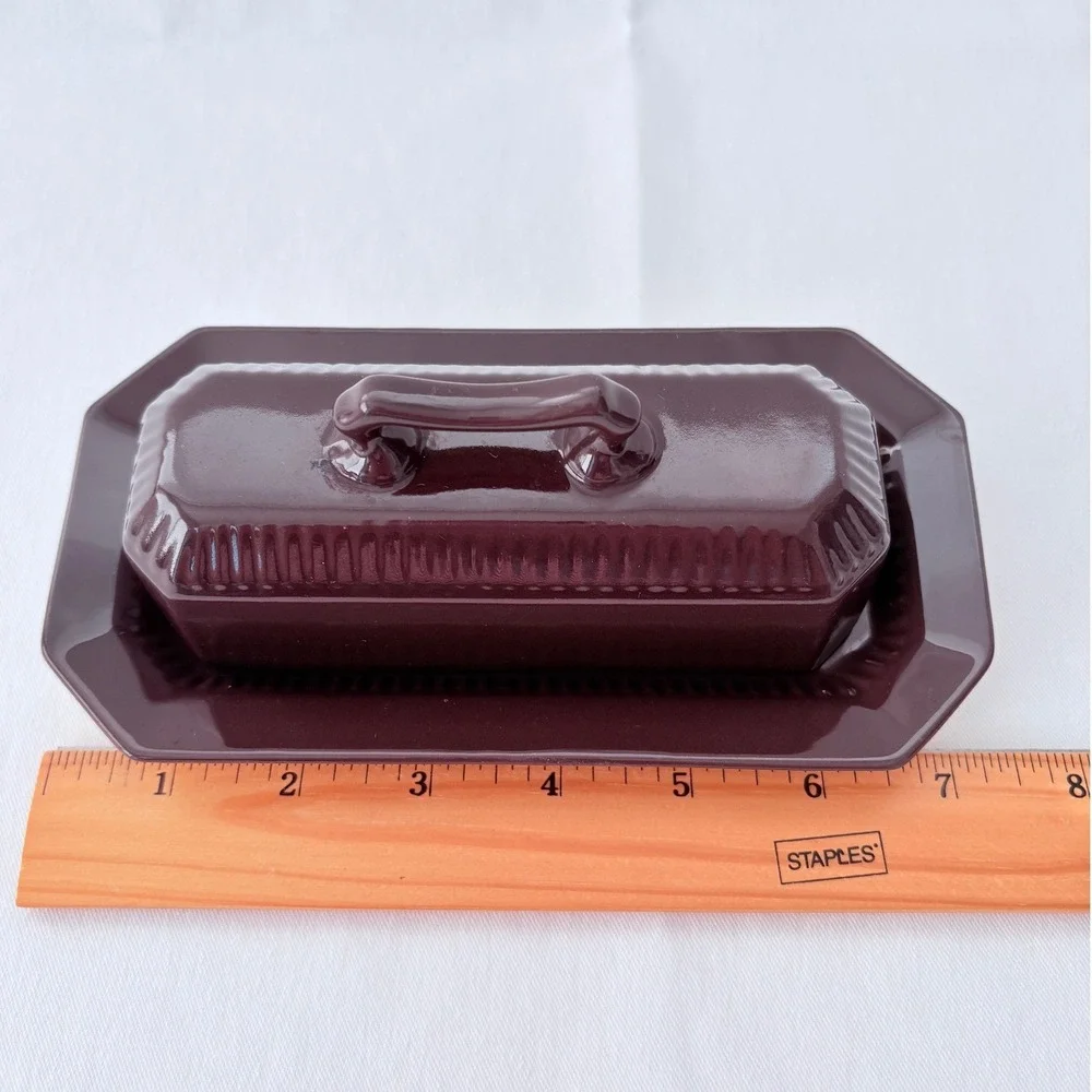 Vintage‎ Japan Independence 1776 Pattern Ironstone Butter Dish One Size Brown